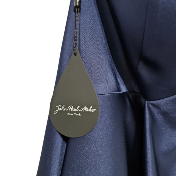 John Paul Ataker Midnight Blue Structured Strapless Gown NWT - Picture 4 of 12